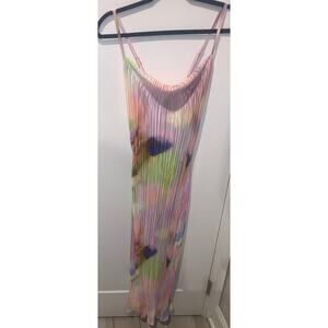Y2K Pleated Tie Dye Maxi Dress Small Ibiza Mermaid Aesthetic